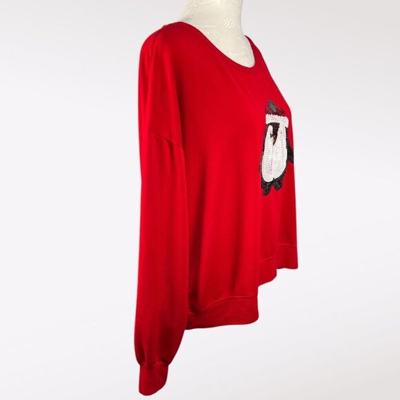 Tahari Sequin Penguin Sweatshirt Red Meduim - Picture 7 of 11